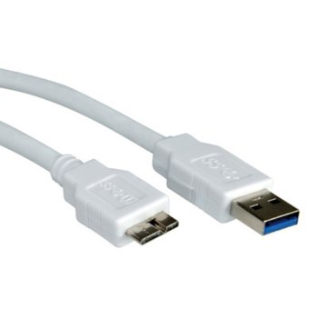 Кабел Roline 11.99.8875, USB 3.0 A(м) към USB Micro B 10-pin(м), 2m, бял | JAR Computers ROLINE 11.99.8875 USB A(м) към USB Micro B(м) 2m