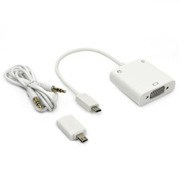 Конвертор, MHL към VGA, 0.22m, Бял | JAR Computers Конвертор MHL към VGA White DF18292
