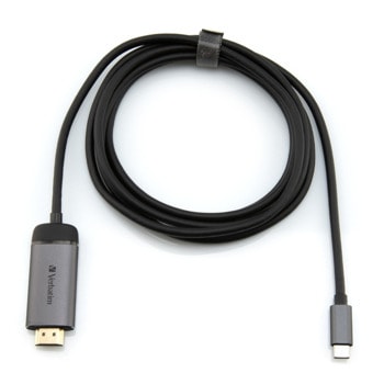Кабел Verbatim 49144, от USB-C(м) към HDMI(м), 1.5m, сив | JAR Computers Verbatim USB C to HDMI Adapter 49144