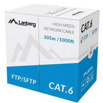 Kабел Lanberg LCF6-11CU-0305-S, FTP, Cat6, 305m, сив | JAR Computers Lanberg LCF6-11CU-0305-S