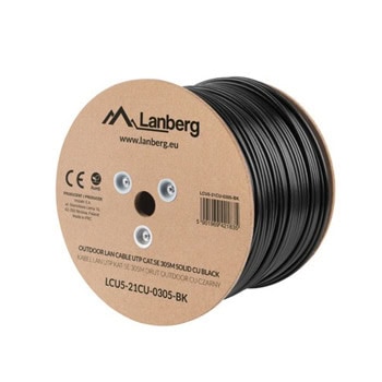 Кабел Lanberg LCU5-21CU-0305-BK, UTP, Cat.5e, ролка 305m, черен | JAR Computers Lanberg LCU5-21CU-0305-BK
