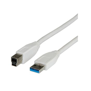 Кабел USB 3.0, A(м) към B(м), 0.8m, бял | JAR Computers Кабел USB 3.0, A към B, 0.8m
