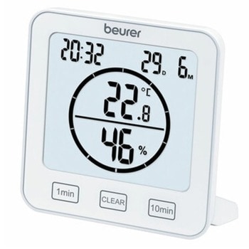 Цифров термо-хигрометър Beurer HM 22, измерва температура и влажност, индикация за качеството на температурата и влажността в помещението, таймер, дата и час, бял image