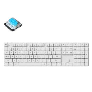 Клавиатура Keychron K5 Pro White QMK/VIA (K5P-P2), механична, Full-Size Low-Profile Gateron Blue суичове, безжична, гейминг, RGB подсветка, бяла, USB, Bluetooth | JAR Computers Keychron K5 Pro White QMK/VIA K5P-P2