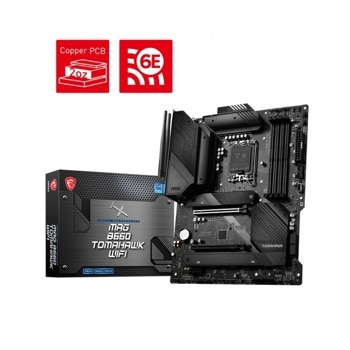 Дънна платка MSI MAG B660 TOMAHAWK WIFI, B660, LGA1700, DDR5, PCI-E 4.0(DP&HDMI)(CF), 6x SATA 6Gb/s, 3x M.2 slots, 1x USB 3.2 Gen2x2 Type-C, Wi-Fi 6E, Bluetooth 5.2, ATX | JAR Computers MSI MAG B660 TOMAHAWK WIFI 911-7D41-007