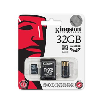 32GB microSDHC Kingston adapter USB reader Class4