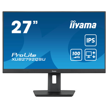 Монитор IIYAMA XUB2792QSU-B6, 27" (68.58 cm), IPS панел, 100Hz, QHD, 0.4ms, 80 000 000:1, 250 cd/m2, DisplayPort, HDMI, USB | JAR Computers IIYAMA XUB2792QSU-B6