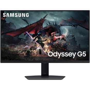 Монитор Samsung Odyssey G5 LS-27DG500EU (2024), 27" (68.58cm) IPS панел, 180Hz, QHD, 1ms, Mega Infinity DCR, HDR10, 350cd/m2, DisplayPort, HDMI | JAR Computers Samsung Odyssey G50D LS27DG500EUXEN