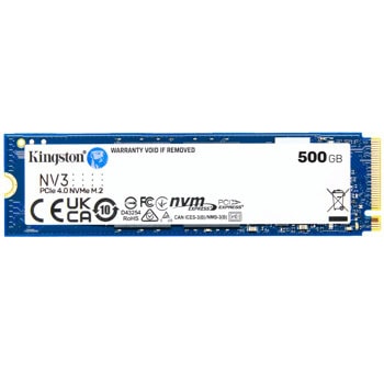 Памет SSD 500GB, Kingston NV3, NVMe, M.2 (2280), скорост на четене до 5000MB/s, скорост на запис до 3000MB/s | JAR Computers Kingston NV3 500GB SNV3S/500G