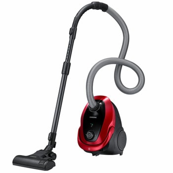 Прахосмукачка Samsung VC07M25E0WR/GE, с торба, 750 W, 2.5 л. капацитет на контейнера, енергиен клас A, HEPA филтър, черна/ червена | JAR Computers Samsung VC07M25E0WR/GE Red