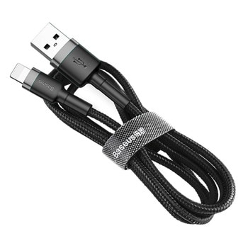 Кабел Baseus Cafule USB Lightning Cable (CALKLF-CG1), от USB A(м) към Lightning(м), 2m, 7.5W, черен | JAR Computers Baseus Cafule USB Lightning Cable CALKLF-CG1