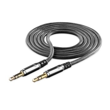 Кабел Cellular Line Unique Design, от 3.5mm жак(м) към 3.5mm жак(м), 1m, черен | JAR Computers Cellular Line Unique Design AUX 1m Black