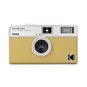 Фотоапарат Kodak Ektar H35(жълт), аналогов за многократна употреба, съвместим с 35 mm цветен негатив или черно-бял филм, 22 mm обектив, 2-елементна оптична акрилна леща, светкавица, 1/100s скорост на затвора, 1x ААА батерия | JAR Computers Kodak Ektar H35 SAND RK0104