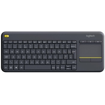 Клавиатура Logitech Wireless Touch K400 Plus, безжична, вграден тъчпад, 10м обхват, черна, USB, US Int image
