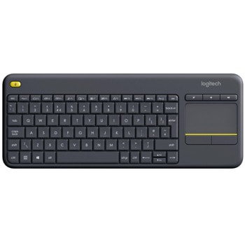 Клавиатура Logitech K400 Plus, безжична, вграден тъчпад, 10м обхват, черна, USB, US Int | JAR Computers Logitech Wireless Touch K400 Plus 920-007145