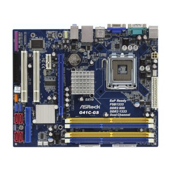 Дънна платка ASRock G41C-GS rev. 2.0, G41, S775, DDR2/DDR3, PCI-E (D-Sub), SB5.1, Lan1000, SATA, mATX | JAR Computers ASRock G41C-GS mATX 2Y