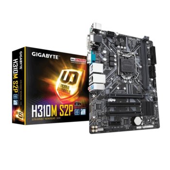 Дънна платка Gigabyte H310M S2P (rev. 1.0), H310, LGA1151, DDR4, PCI-Е 3.0(HDMI), 4x SATA 6Gb/s, 1x M.2 Socket, 2x USB 3.1 Gen1, mATX | JAR Computers Gigabyte H310M S2P (rev. 1.0)