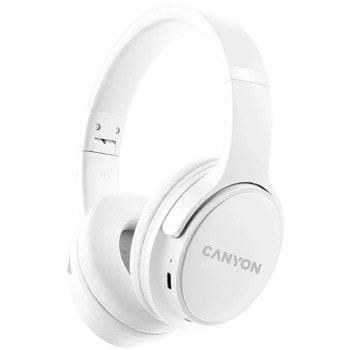 Слушалки Canyon OnRiff 4, безжични/жични, Bluetooth, Jack 3.5mm, микрофон, до 50 часа време на работа, бели | JAR Computers Canyon OnRiff 4 White CNS-CBTHS4W