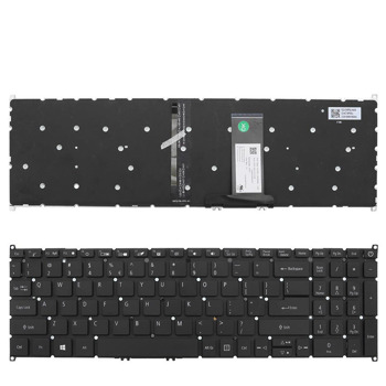 Клавиатура за лаптоп Acer, съвместима със серия Aspire A317-32 A317-51 A317-51G A317-51K A317-51KG A715-74G, черна, без рамка, с подсветка | JAR Computers KBD for Acer Aspire A317-32 A317-51 A317-51G