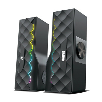 Тонколони Marvo SG-280, 2.0, 6W, Bluetooth, AUX, USB, черни, RGB подсветка | JAR Computers Marvo SG-280