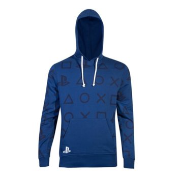 Bioworld PS AOP Icons mens hoodie XL blue