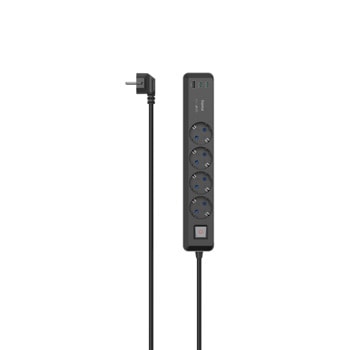 Разклонител Hama 223189, 4 гнезда, 2x USB-C/1x USB-A, 1.4m кабел, черен | JAR Computers HAMA-223189
