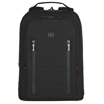 Раница за лаптоп Wenger City Traveler (606490), до 16" (40.64 cm), полиестер, отделение за дрехи, сгъваема мрежестта преграда, подплатени регулируеми презрамки, черна | JAR Computers Wenger City Traveler 606490