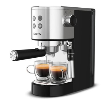 Кафемашина еспресо Krups XP444C10 ESP, 1400W, 15 bar, 1.5 l. обем на резервоара за вода, система Krups Thermoblock, черна | JAR Computers Krups XP444C10 ESP