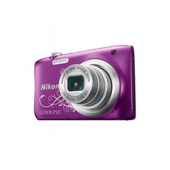 Nikon CoolPix A100 (лилав арт) + Case Logic + 8 GB