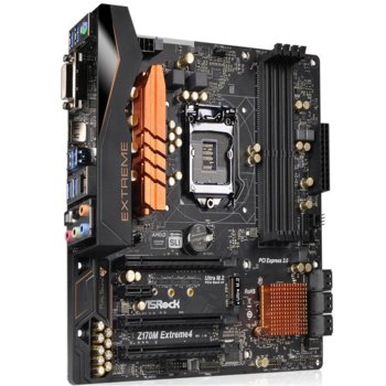 Дънна платка ASRock Z170M Extreme4, Z170, LGA1151, DDR4, PCI-E (HDMI&DVI)(CFX&SLi), 6x SATA 6Gb/s, 1x Ultra M.2 Socket, USB 3.1 (Type-C), micro ATX | JAR Computers ASRock Z170M Extreme4