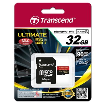 Transcend 32GB micro SDHC UHS-I adapter Class 10