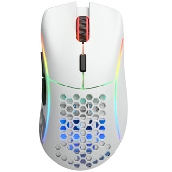 Мишка Glorious Model D Wireless (GLO-MS-DW-MW), оптична (19 000 dpi), безжична, USB, матирано бяла, до 71 часа живот на батерията, 6 програмируеми бутона, RGB подсветка | JAR Computers Glorious GLO-MS-DW-MW