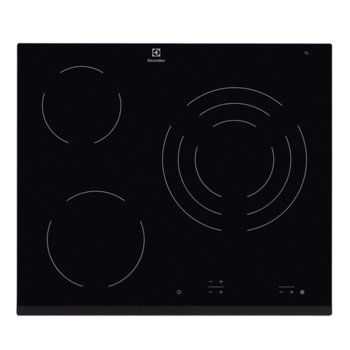 Стъклокерамичен плот за вграждане Electrolux EHF6232FOK, 5700W, 3 нагревателни зони, сензорно управление, звуков сигнал, черна | JAR Computers Electrolux EHF6232FOK