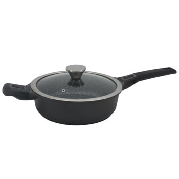 Дълбок тиган Zephyr ZP 4317 24NC, алуминий, мраморно покритие, 24cm диаметър, дълбочина 7.5cm, капак, черен | JAR Computers Zephyr ZP 4317 24NC