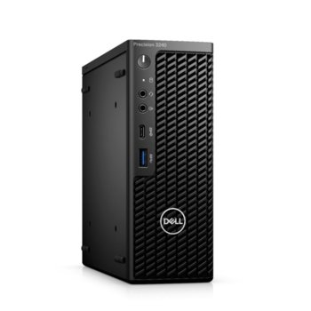 Настолен компютър Dell Precision 3240 Compact (N006P3240CFFMEA_VI), шестядрен Comet Lake Intel Xeon W-1250 3.3/4.7 GHz, 16GB DDR4, 512GB SSD, 1x USB 3.2 Type-C, клавиатура и мишка, Windows 10 Pro | JAR Computers Dell Precision 3240 Compact