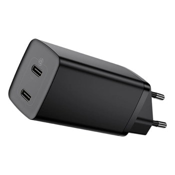 Зарядно устройство Baseus GaN 2 Lite (CCGAN2L-E01), от контакт към 2x USB C(ж), черно, 65W image