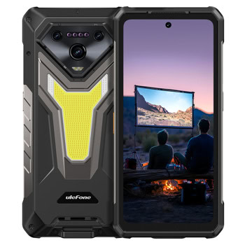 Смартфон Ulefone Armor 34 Pro 5G (черен), поддържа 2 SIM карти, 6.95" (17.65cm) FHD+ IPS 120Hz дисплей, осемядрен MediaTek Dimensity 7300 2.5GHz, 16GB RAM, 512GB Flash памет (+microSD слот), 50 + 50 + 64 & 32 Mpix камери, Android, DLP проектор | JAR Computers Ulefone Armor 34 Pro 5G 512GB/16GB