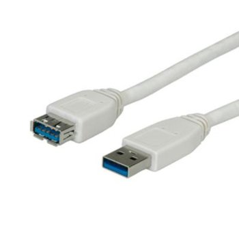 Кабел Roline 11.99.8978, USB 3.0 A(м) към USB А(ж), 1.8m, бял | JAR Computers Roline 11.99.8978 USB 3.0 A(м) към USB А(ж) 1.8m