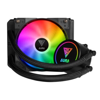Водно охлаждане за процесор Gamdias Aura GL120, съвместимост със сокети Intel LGA 1700/1200/115x/1366/2066 & AMD AM5/AM4/AM3/FM2 | JAR Computers водно охлаждане gamdias aura gl120
