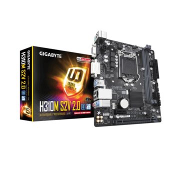Дънна платка Gigabyte H310M S2V 2.0, H310, 1151, DDR4, PCI-E(D-Sub&DVI-D), 4x SATA 6Gb/sm, 4 x USB 3.1 Gen 1, Micro ATX | JAR Computers Gigabyte H310M S2V 2.0