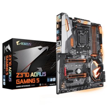 Дънна платка GIGABYTE Z370 AORUS Gaming 5, Z370, LGA1151, DDR4, PCI-E (HDMI&DP)(CF&SLI), 6x SATA 6Gb/s, 3x M.2 Socket, 1x USB Type-C™ 3.1 Gen 2, Wi-Fi 802.11ac, Bluetooth 4.2, ATX | JAR Computers Дънна платка GIGABYTE Z370 AORUS Gaming 5