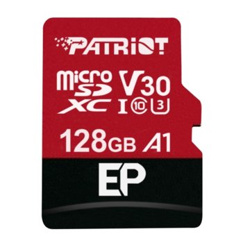 Карта памет 128GB microSDXC с адаптер, Patriot EP Series (PEF128GEP31MCX), Class 10 U3, скорост на четене 90MB/s | JAR Computers Patriot 128GB microSDXC PEF128GEP31MCX