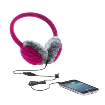 KitSound Pink InLine Mic Earmuffs headphones