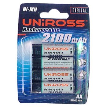 Batteries 4x AA 2100mAh NiMH, UNIROSS