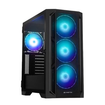 Кутия Chieftec Apex Lumo (GA-01B-L-OP), E-ATX/ATX/microATX/Mini-ITX, 1x USB 3.2 Gen 2 Type-C, 4x ARGB 140mm вентилатора, с прозорец, черна, без захранване | JAR Computers Chieftec Apex Lumo GA-01B-L-OP