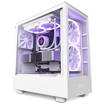 Кутия NZXT H5 Elite, Mini-ITX/Micro-ATX/ATX, 1x USB 3.2 Gen 1 Type-A, 1x USB 3.2 Gen 2 Type-C, с прозорец, бяла, без захранване | JAR Computers NZXT H5 Elite White