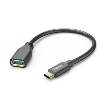 Преходник Hama 201605, от USB C(м) към USB A(ж), 0.15m, черен | JAR Computers Hama 201605
