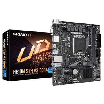 Дънна платка Gigabyte H610M S2H V3 (rev 1.0), H610, LGA1700, DDR4, PCI-E 4.0 (VGA&HDMI&DP), 1x M.2, 4x SATA 6Gb/s, 2x USB 3.2 Gen 1 Type-A, Micro ATX | JAR Computers Gigabyte H610M S2H V3 DDR4 (rev. 1.0)