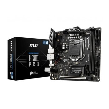 Дънна платка MSI H310I PRO, H310, LGA1151, DDR4, PCI-E (DP&DVI), 4x SATA 6Gb/s, 1x M.2 slot, 4x USB 3.1 Gen1, mini ITX | JAR Computers MSI H310I PRO