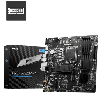 Дънна платка MSI PRO B760M-P DDR5, B760, LGA 1700, DDR5, PCI-E 4.0 (DP/HDMI/D-Sub), 4x SATA 6Gb/s, 2x M.2, USB 3.2 Gen2 Type C, Micro ATX | JAR Computers MSI PRO B760M-P